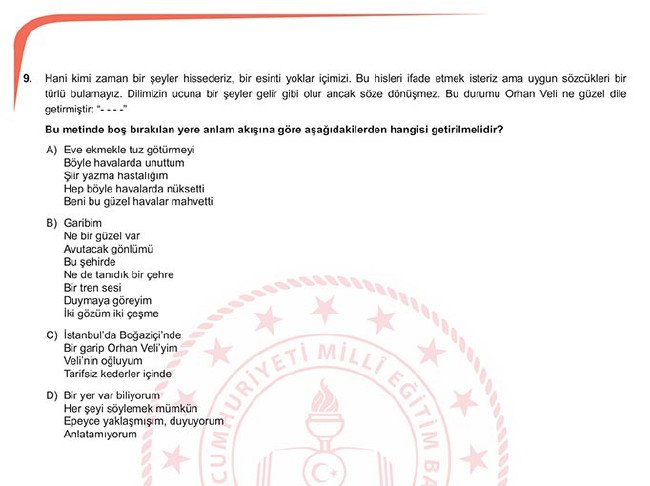 2019 LGS Ocak ayı sözel örnek soruları 8