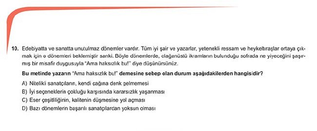 2019 LGS Ocak ayı sözel örnek soruları 9