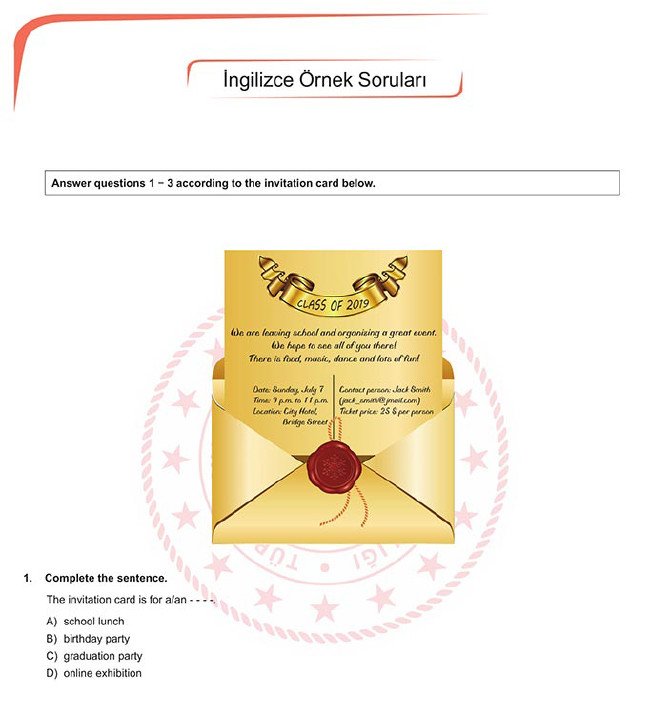 2019 LGS Ocak ayı sözel örnek soruları 20