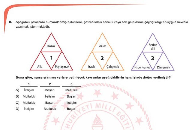 2019 LGS Ocak ayı sözel örnek soruları 7