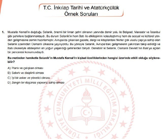 Şubat ayı LGS örnek soruları 13