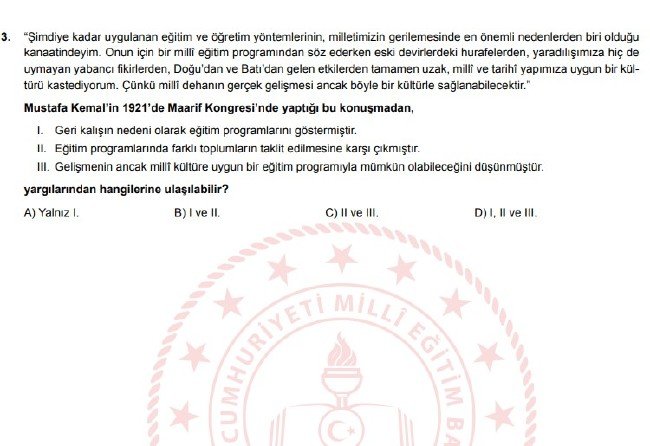 Şubat ayı LGS örnek soruları 15