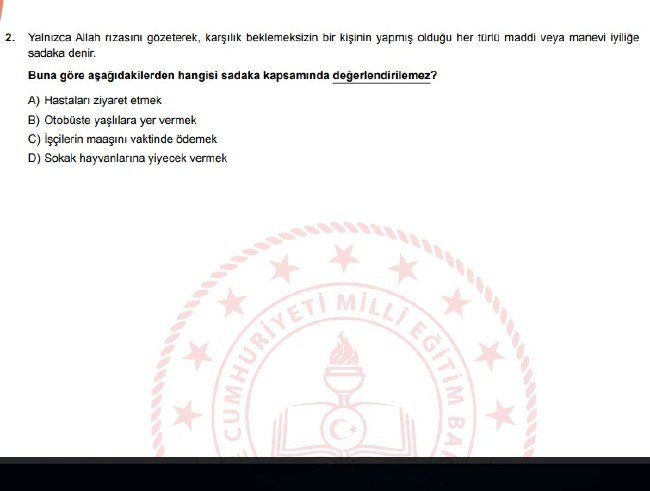 Şubat ayı LGS örnek soruları 19