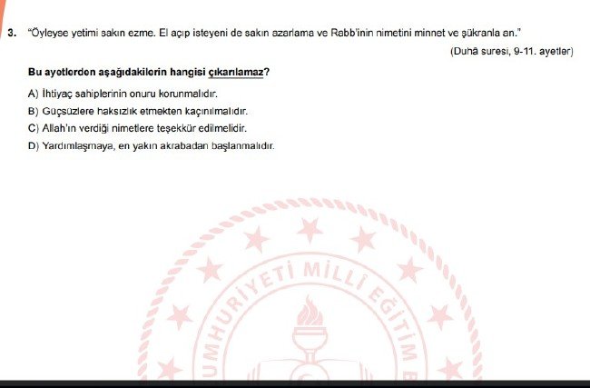 Şubat ayı LGS örnek soruları 20