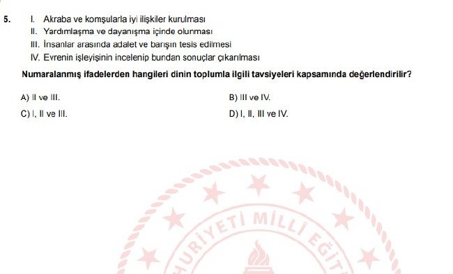 Şubat ayı LGS örnek soruları 22