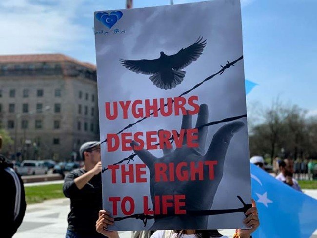 Washington'da Çin'e Uygur protestosu 1
