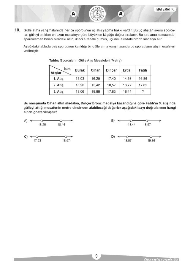 LGS soru ve cevapları sayısal (2019) 8