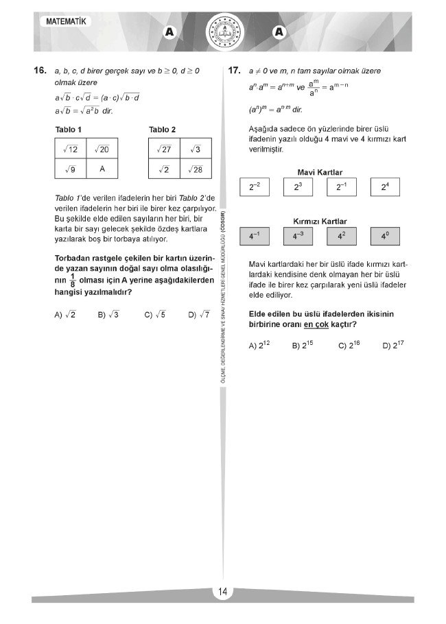 LGS soru ve cevapları sayısal (2019) 13