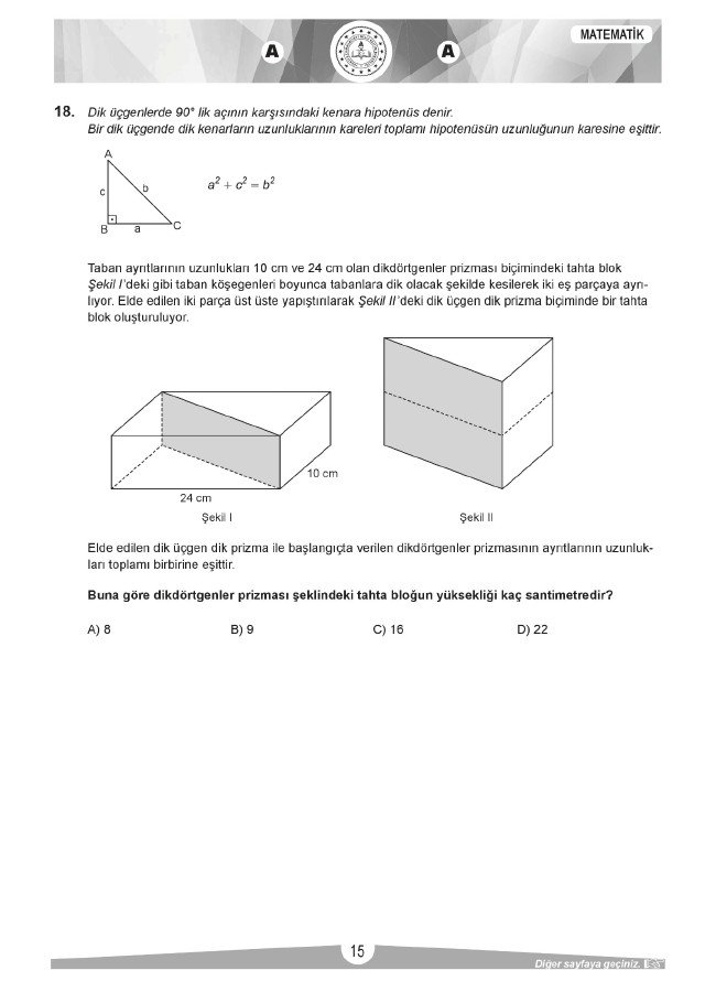 LGS soru ve cevapları sayısal (2019) 14