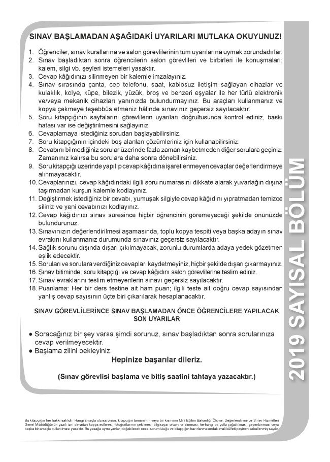 LGS soru ve cevapları sayısal (2019) 30