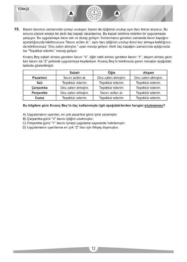 LGS soru ve cevapları sözel (2019) 11