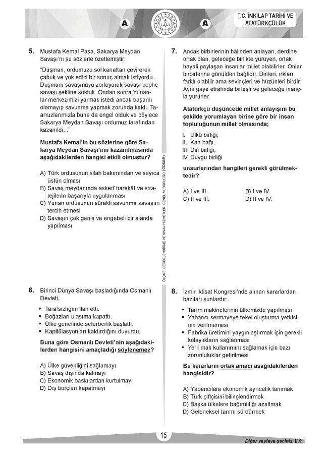 LGS soru ve cevapları sözel (2019) 14