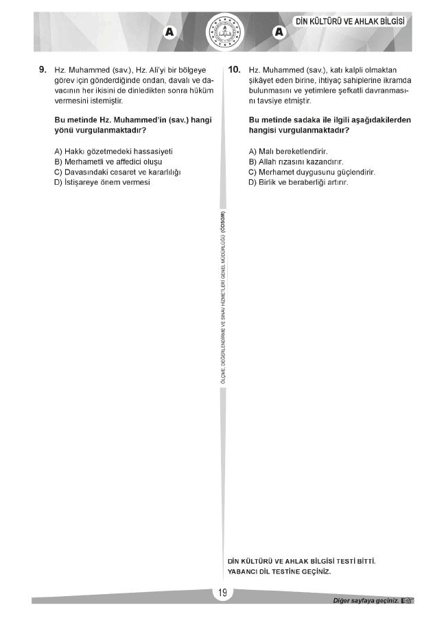 LGS soru ve cevapları sözel (2019) 18