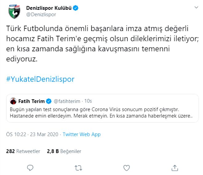 Koronavirüs testi pozitif çıkan Fatih Terim'e destek mesajı yağdı 10
