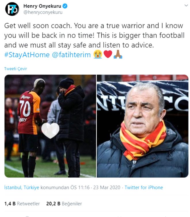 Koronavirüs testi pozitif çıkan Fatih Terim'e destek mesajı yağdı 18