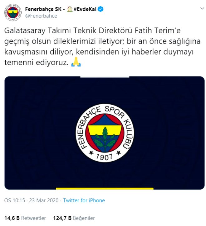 Koronavirüs testi pozitif çıkan Fatih Terim'e destek mesajı yağdı 9