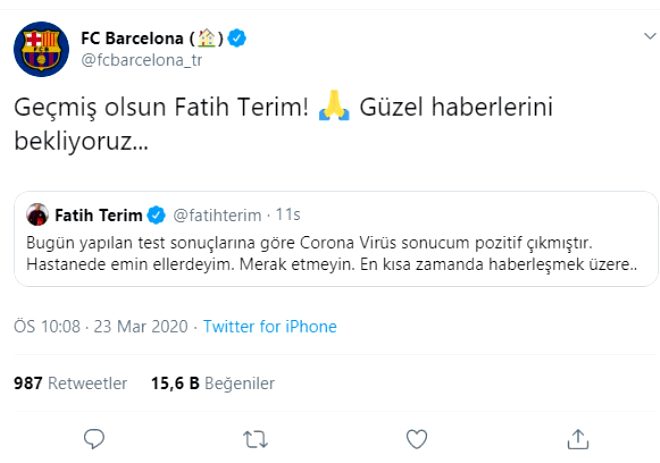 Koronavirüs testi pozitif çıkan Fatih Terim'e destek mesajı yağdı 5