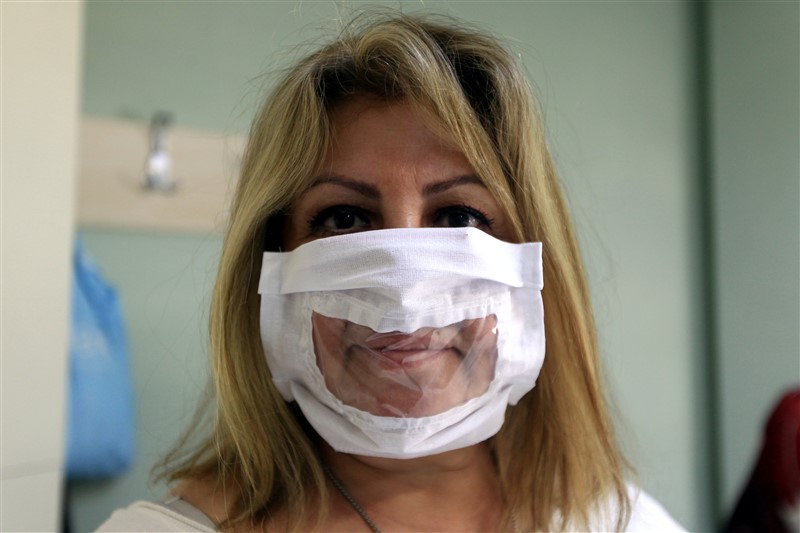 İşitme engelliler için ağız bölümü şeffaf maske 3