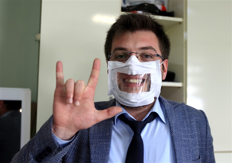 İşitme engelliler için ağız bölümü şeffaf maske 4