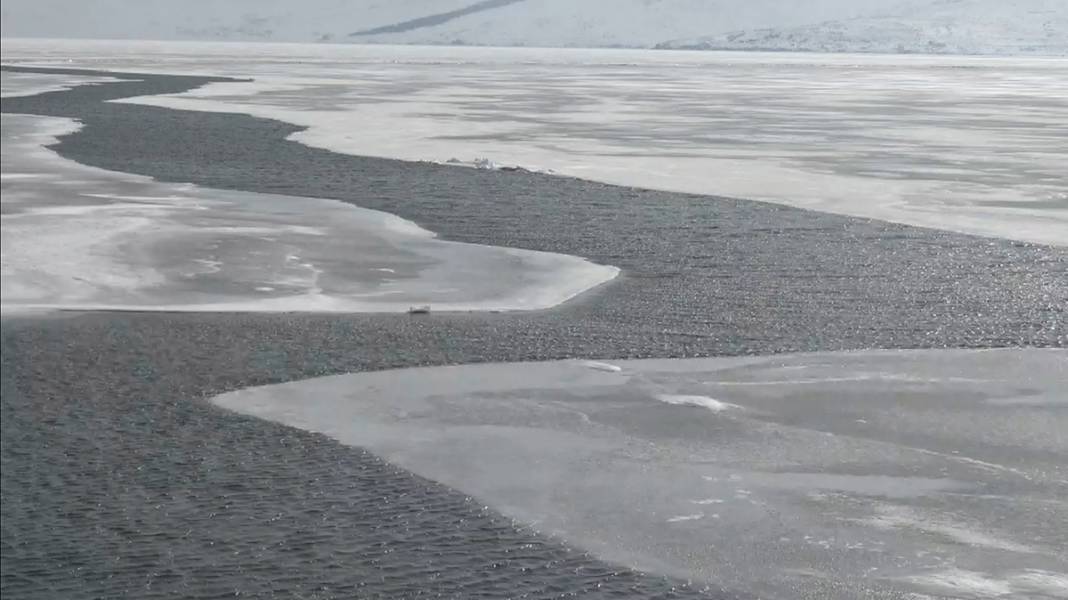 Hayrete düşüren görüntü! Çıldır Gölü ikiye ayrıldı 3