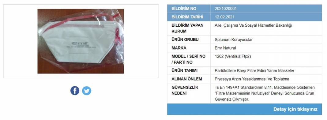 Bakanlık tek tek ifşa etti, satışı yasaklandı! İşte tehlike saçan maskeler 11