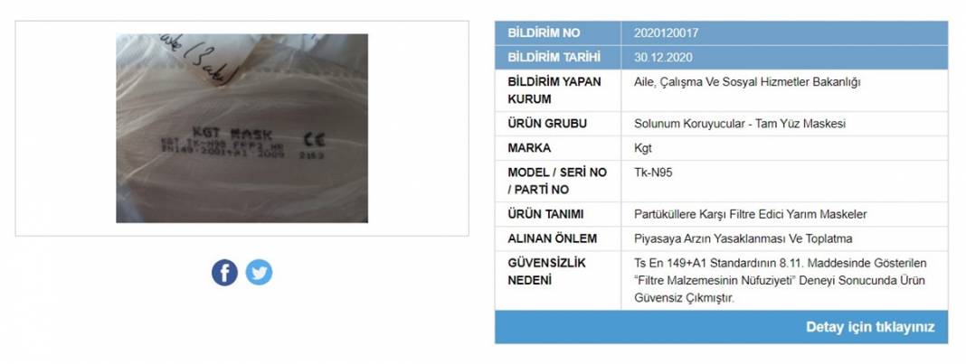 Bakanlık tek tek ifşa etti, satışı yasaklandı! İşte tehlike saçan maskeler 13