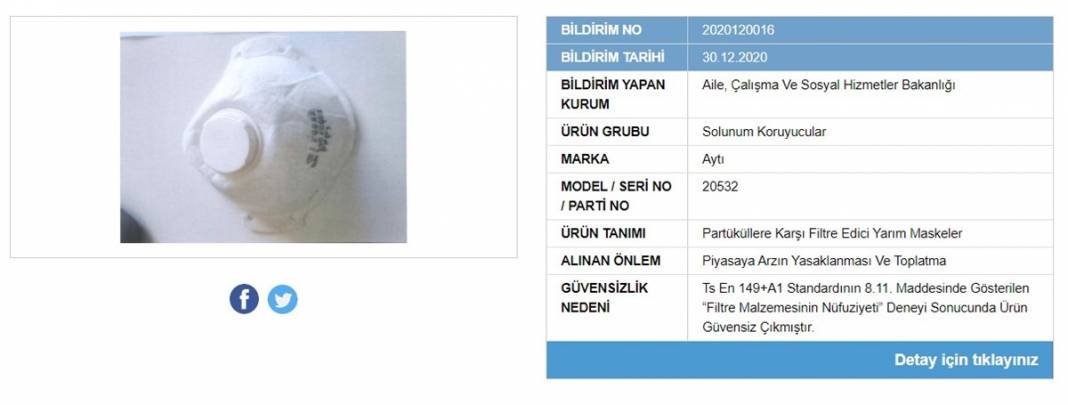 Bakanlık tek tek ifşa etti, satışı yasaklandı! İşte tehlike saçan maskeler 14