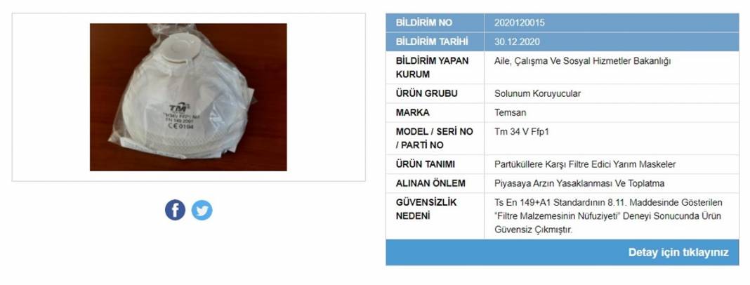 Bakanlık tek tek ifşa etti, satışı yasaklandı! İşte tehlike saçan maskeler 15