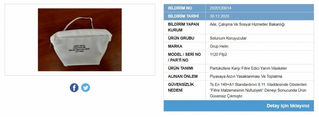 Bakanlık tek tek ifşa etti, satışı yasaklandı! İşte tehlike saçan maskeler 16