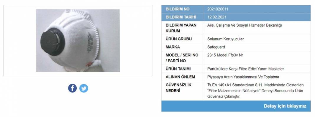 Bakanlık tek tek ifşa etti, satışı yasaklandı! İşte tehlike saçan maskeler 1