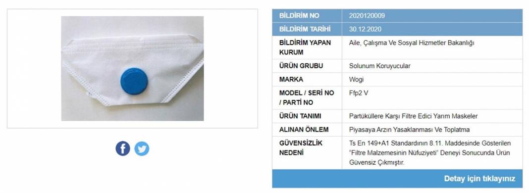 Bakanlık tek tek ifşa etti, satışı yasaklandı! İşte tehlike saçan maskeler 21