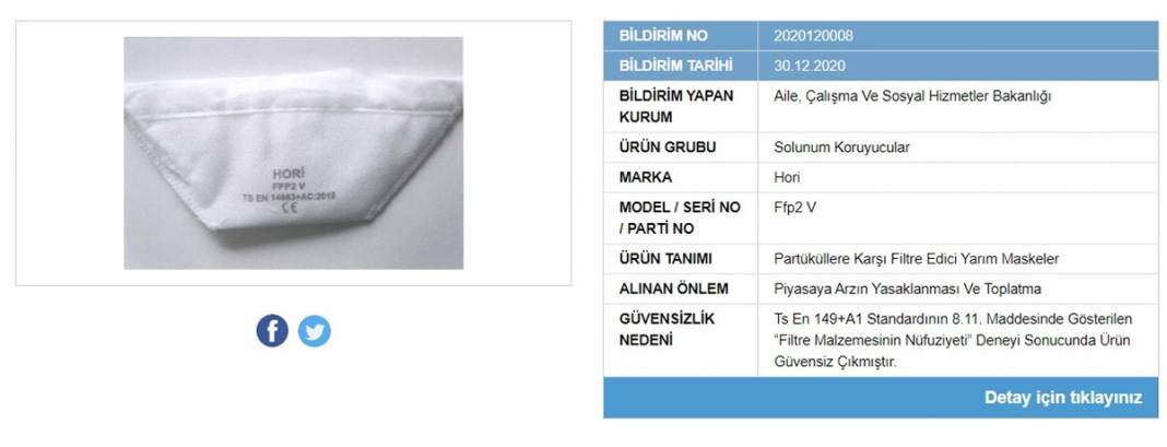 Bakanlık tek tek ifşa etti, satışı yasaklandı! İşte tehlike saçan maskeler 22