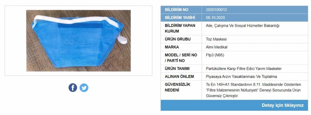 Bakanlık tek tek ifşa etti, satışı yasaklandı! İşte tehlike saçan maskeler 31