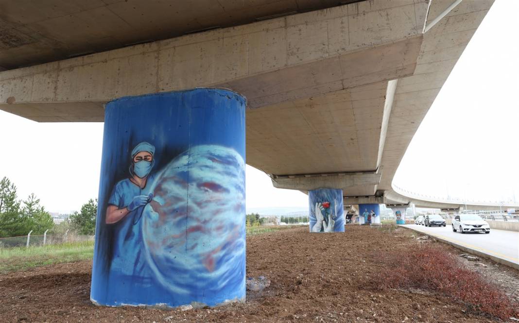 Mansur Yavaş sosyal medyadan paylaştı! Sağlık çalışanlarına grafiti yolu 13