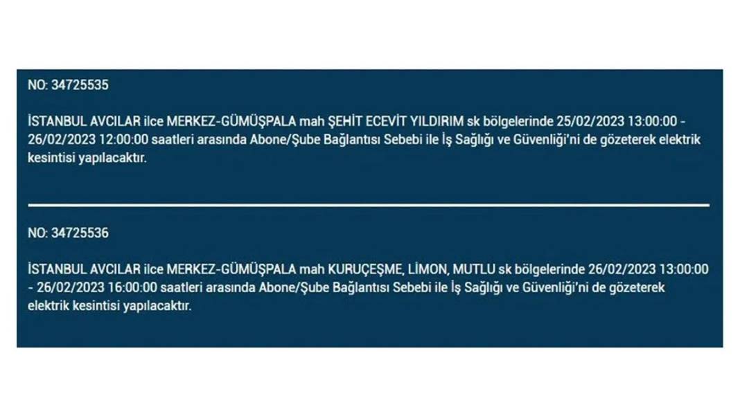 İstanbul'da birçok ilçede elektrik kesintisi 14