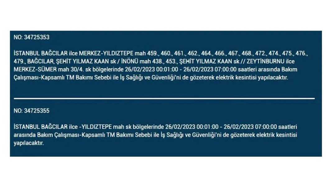 İstanbul'da birçok ilçede elektrik kesintisi 12