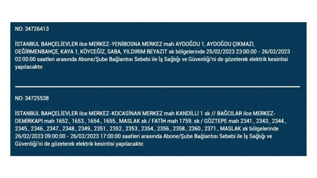 İstanbul'da birçok ilçede elektrik kesintisi 10