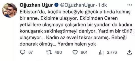 Acı haberi Oğuzhan Uğur bizzat verdi! Ekibine ulaşıp yolladılar: El kadar bebek donarak... 4