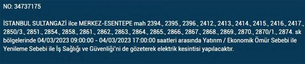 İstanbullular dikkat! Birçok ilçede elektrik kesintisi 22