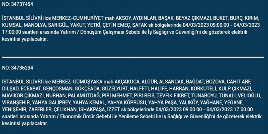 İstanbullular dikkat! Birçok ilçede elektrik kesintisi 18