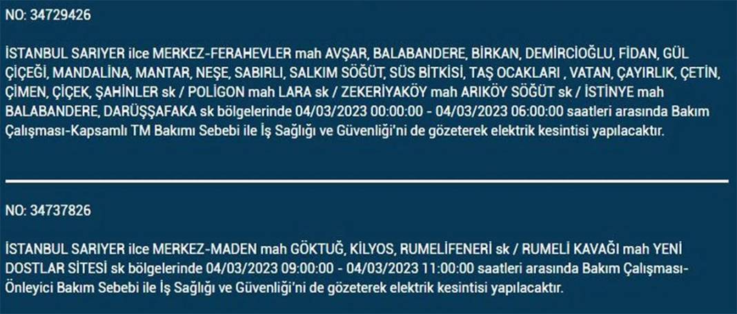 İstanbullular dikkat! Birçok ilçede elektrik kesintisi 19