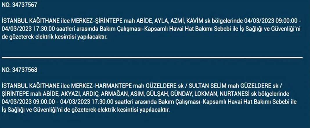 İstanbullular dikkat! Birçok ilçede elektrik kesintisi 17