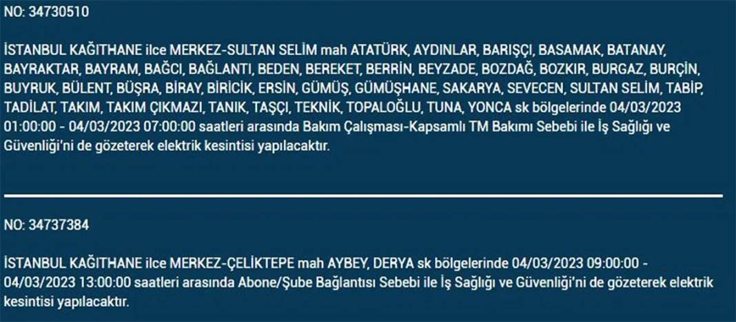 İstanbullular dikkat! Birçok ilçede elektrik kesintisi 15