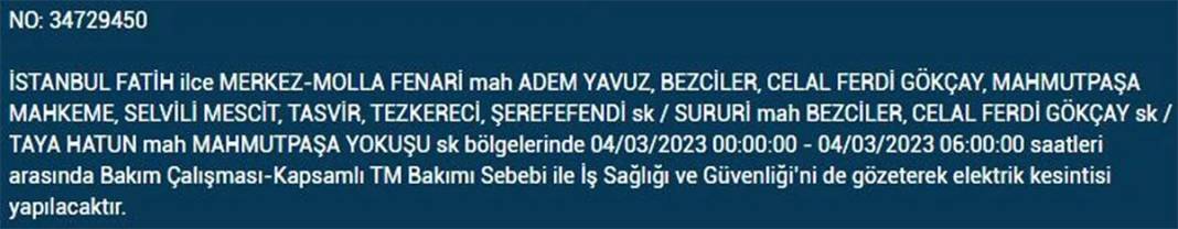 İstanbullular dikkat! Birçok ilçede elektrik kesintisi 13