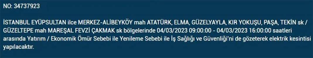 İstanbullular dikkat! Birçok ilçede elektrik kesintisi 12