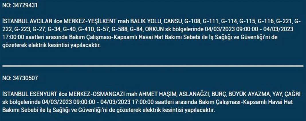 İstanbullular dikkat! Birçok ilçede elektrik kesintisi 11