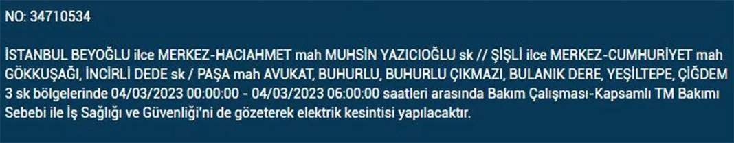 İstanbullular dikkat! Birçok ilçede elektrik kesintisi 7