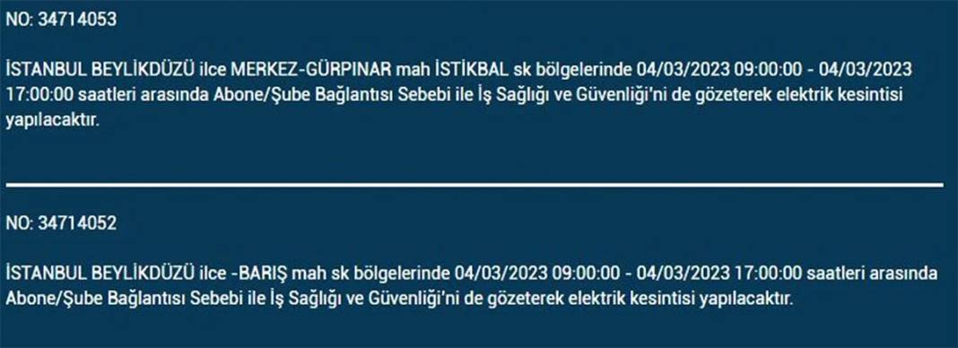 İstanbullular dikkat! Birçok ilçede elektrik kesintisi 5