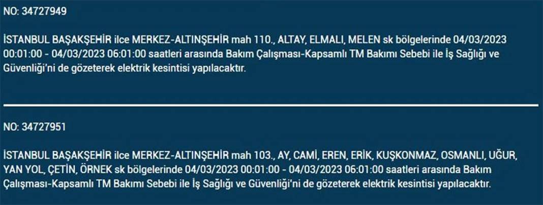 İstanbullular dikkat! Birçok ilçede elektrik kesintisi 4