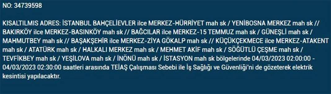İstanbullular dikkat! Birçok ilçede elektrik kesintisi 3